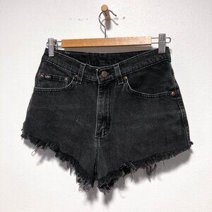 Vintage Lee Distressed Black Jean Shorts
